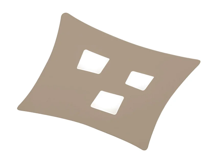 Plafonnier Isotta 3 lumières GX53 tourterelle – métal incurvé 40x44cm, style géométrique, max 3x8W, ampoules exclues