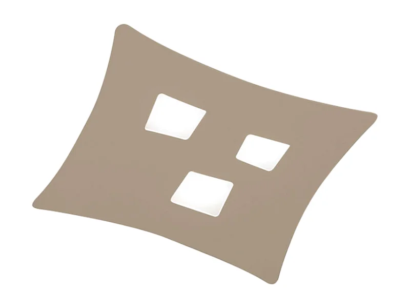 Plafonnier Isotta 3 lumières GX53 tourterelle – métal incurvé 40x44cm, style géométrique, max 3x8W, ampoules exclues