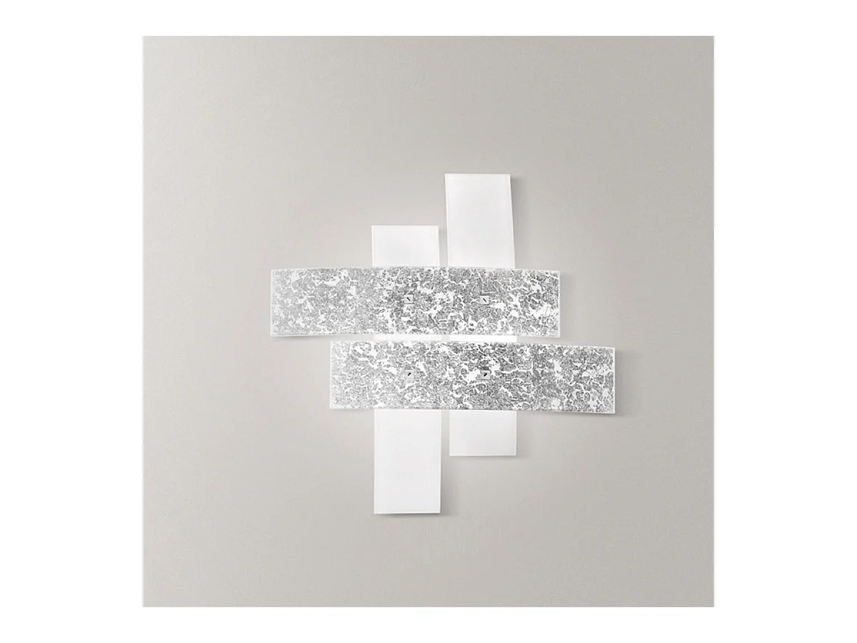 Grand plafonnier Lara verre blanc, détails argent, 91x91cm, 4xE27 max 52W, style moderne, ampoules non incluses, IP20