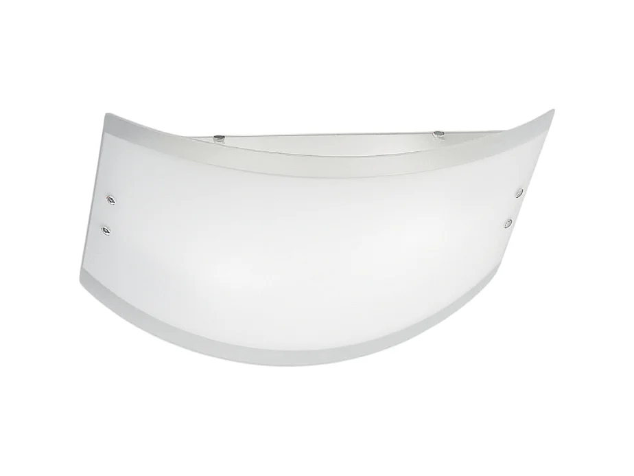 Plafonnier Lecce verre satiné blanc 45x34cm, 2xE27 max 52W, structure métal chromé, IP20, design simple, ampoules exclues