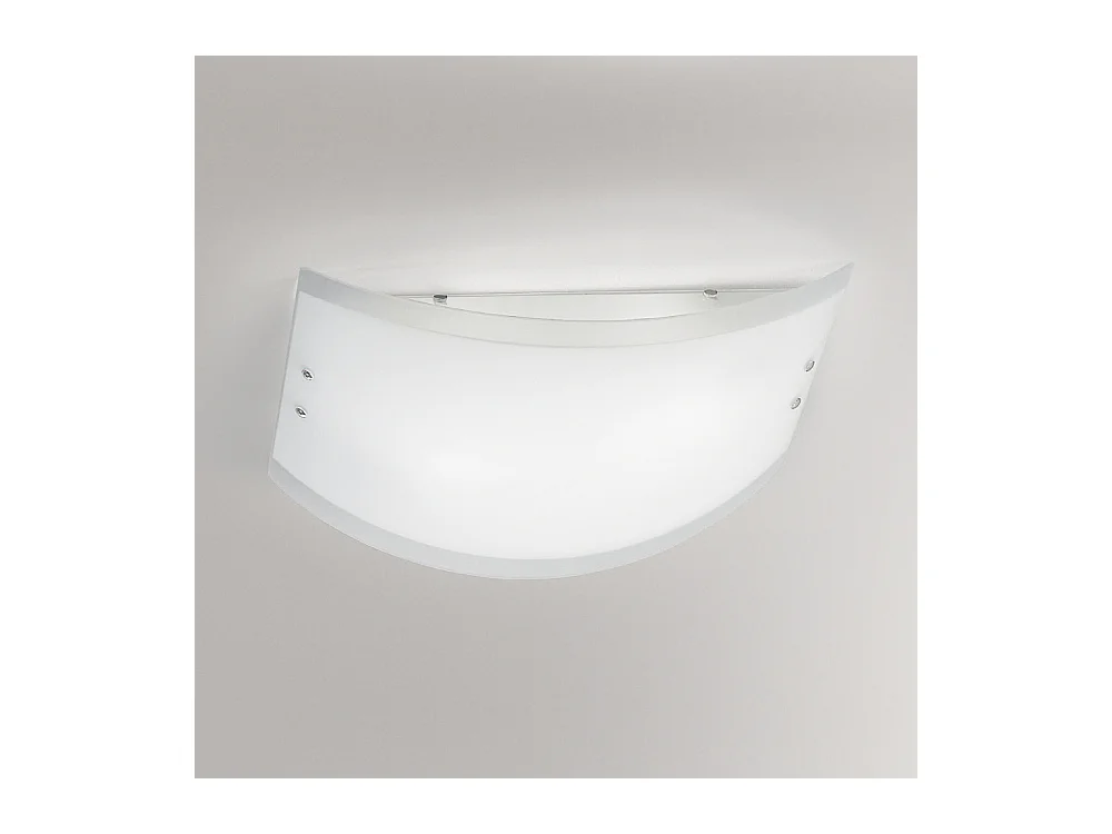 Plafonnier Lecce verre satiné blanc 45x34cm, 2xE27 max 52W, structure métal chromé, IP20, design simple, ampoules exclues