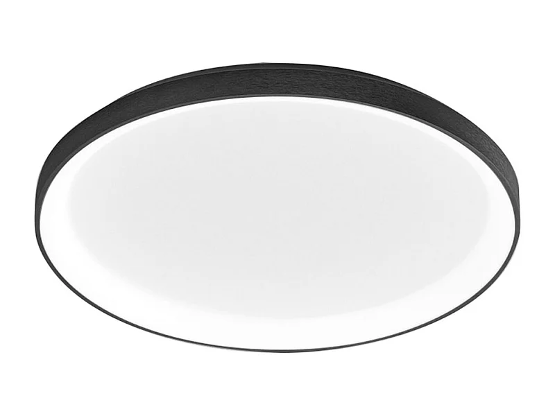Krizia - Nowoczesna lampa sufitowa LED 50W ściemnialna - 4100lm, ciepłe światło 3000K, aluminium czarne, dyfuzor opalowy, śr. 45 cm, IP20