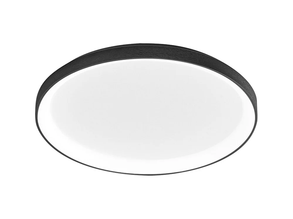 Krizia - Plafonnier LED moderne dimmable 50W - 4100lm, lumière chaude 3000K, aluminium noir, diffuseur opale, d.45 cm
