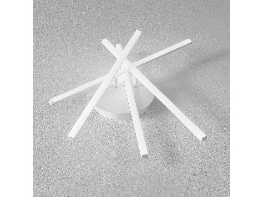 Plafonnier LED moderne Tullia 40W 2200lm lumière chaude 3000K, design étoile, aluminium blanc satiné, LED intégrée
