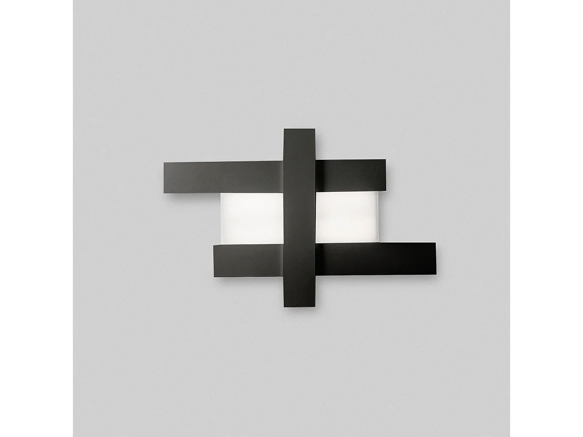 Aplique de pared LED negro de diseño moderno de 40 W - Estructura geométrica de acero, luz cálida 3000 K, 2620 lm, ancho 84 cm, IP20