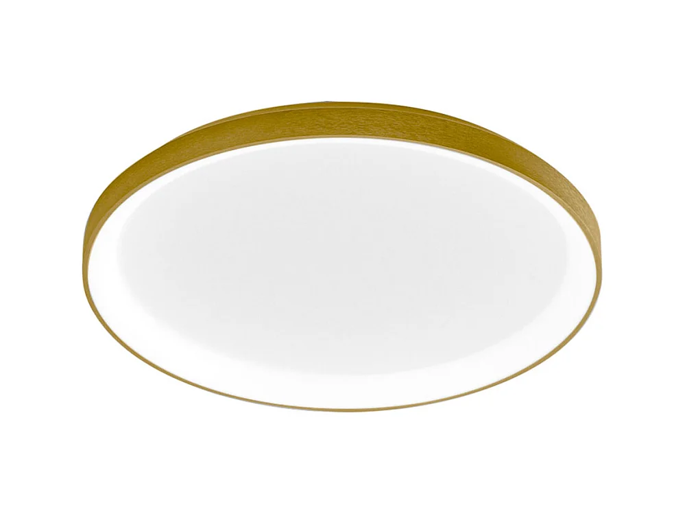 Krizia - Plafonnier LED moderne dimmable 50W - 4100lm, lumière chaude 3000K, aluminium doré, diffuseur opale, d.45 cm