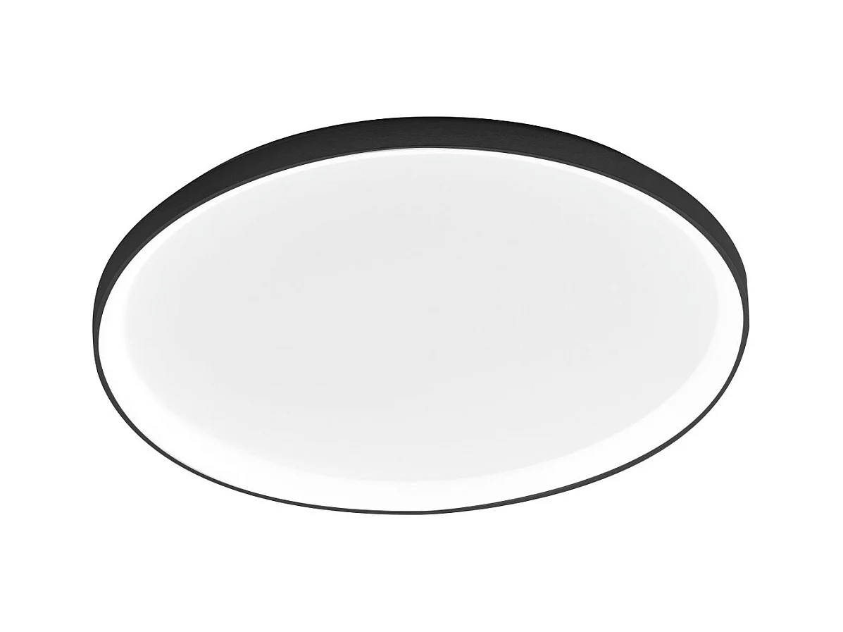 Krizia - 80W dimmbare LED-Deckenleuchte - 5800lm, 3000K warmes Licht, opaler Diffusor, schwarzes Aluminium, d. 70 cm, IP20, modernes Design