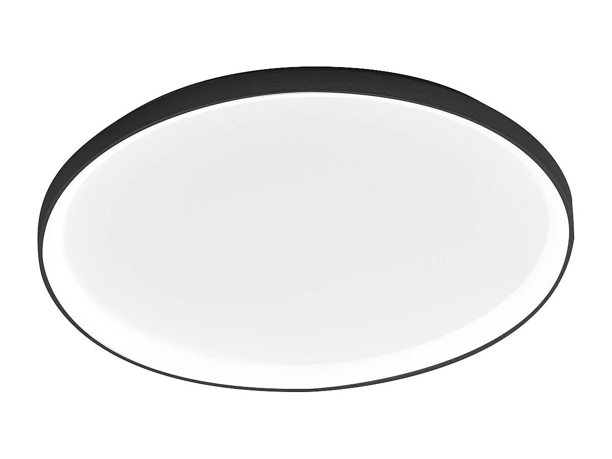 Krizia - Plafonnier LED dimmable 80W - 5800lm, lumière chaude 3000K, diffuseur opale, aluminium noir, d. 70 cm, design moderne