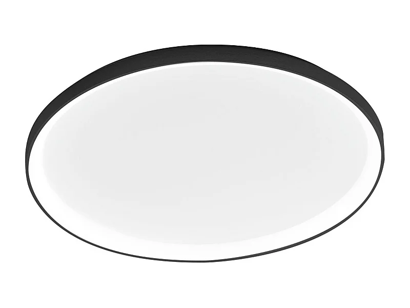 Krizia - Plafonnier LED dimmable 80W - 5800lm, lumière chaude 3000K, diffuseur opale, aluminium noir, d. 70 cm, design moderne