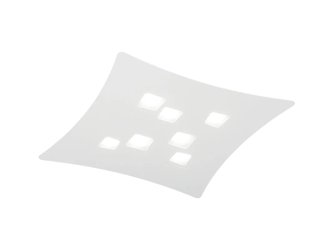 Plafonnier moderne Isotta 7 lumières GX53 blanc - Plafonnier courbé en métal 62x69cm, géométrique, max 7x8W, ampoules exclues
