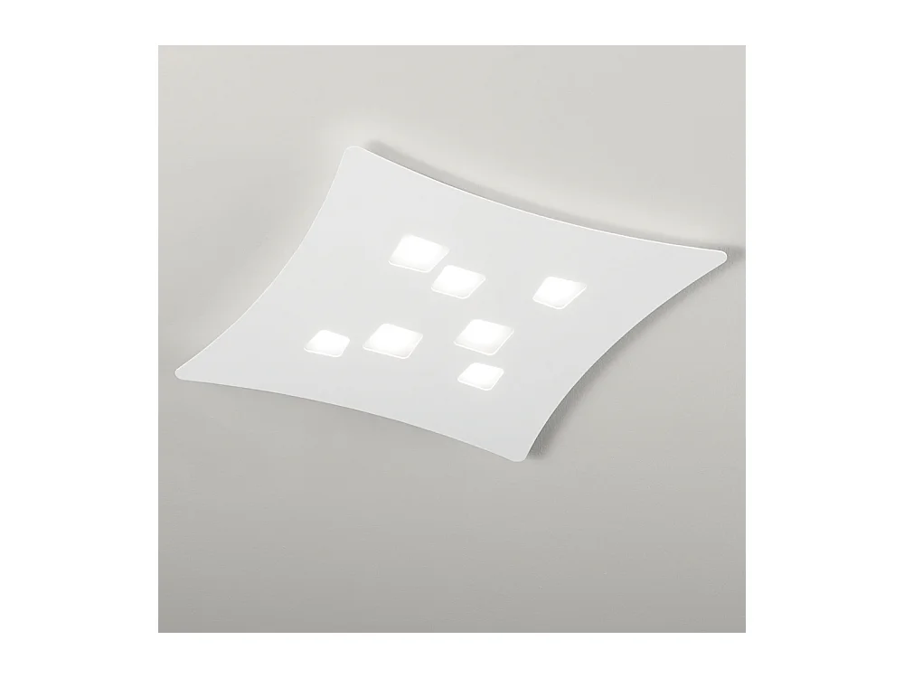 Plafonnier moderne Isotta 7 lumières GX53 blanc - Plafonnier courbé en métal 62x69cm, géométrique, max 7x8W, ampoules exclues