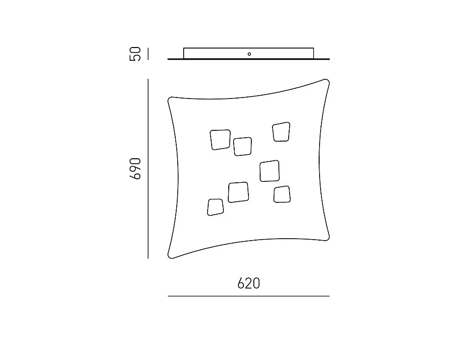 Plafonnier moderne Isotta 7 lumières GX53 blanc - Plafonnier courbé en métal 62x69cm, géométrique, max 7x8W, ampoules exclues