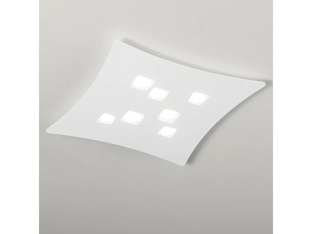 Plafonnier moderne Isotta 7 lumières GX53 blanc - Plafonnier courbé en métal 62x69cm, géométrique, max 7x8W, ampoules exclues