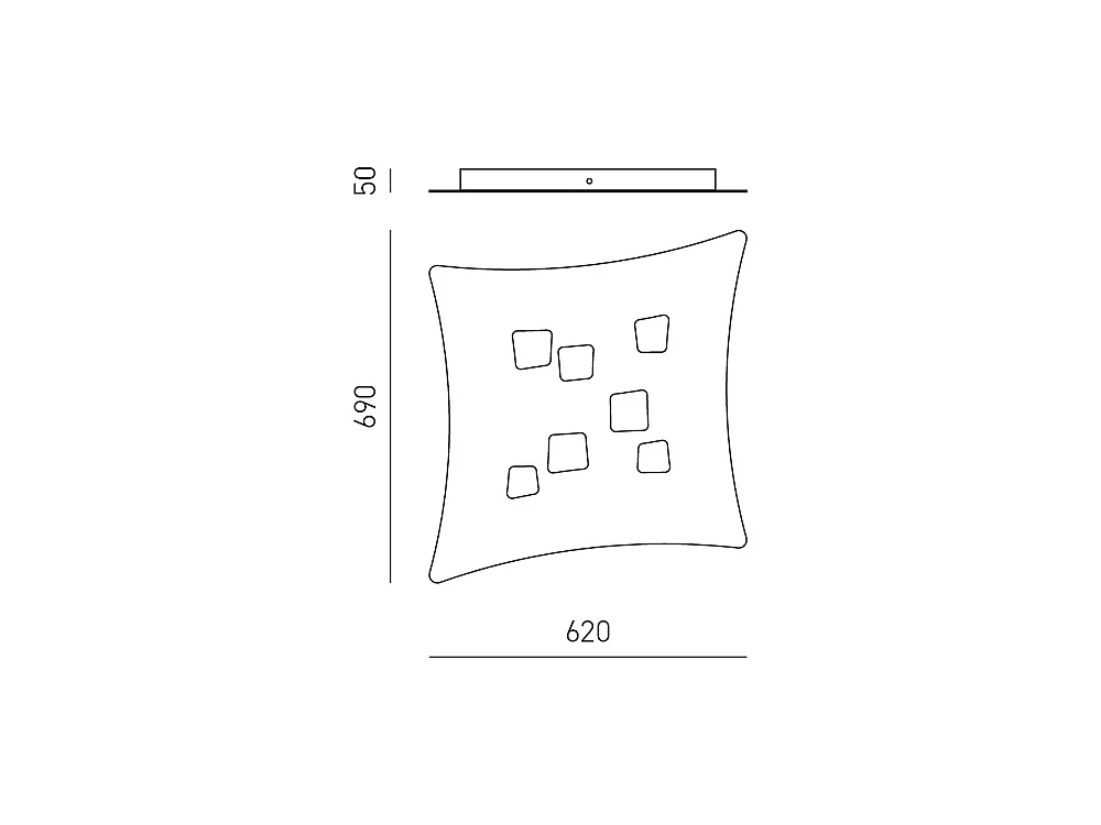 Luminária de teto branca Isotta Modern GX53 de 7 luzes - Luminária de teto de metal curvo 62x69cm, design geométrico, máx. 7x8W, IP20, lâmpadas não incluídas