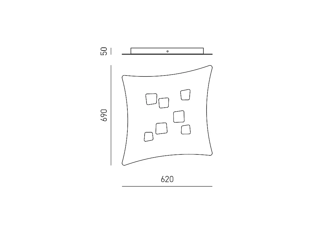 Luminária de teto branca Isotta Modern GX53 de 7 luzes - Luminária de teto de metal curvo 62x69cm, design geométrico, máx. 7x8W, IP20, lâmpadas não incluídas