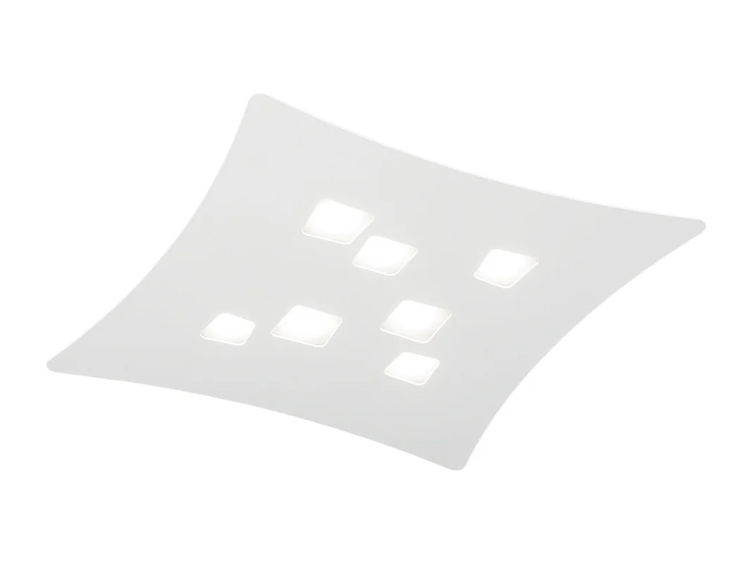 Plafon moderno Isotta 7 luzes GX53 branco - Candeeiro de teto curvo de metal 62x69cm, desenho geométrico, max 7x8W, IP20, lâmpadas excluídas