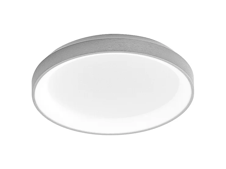 Krizia - Plafonnier LED dimmable 30W 3000K - Lumière chaude 2600lm, diffuseur opale, cadre blanc satiné, d.27 cm, design moderne