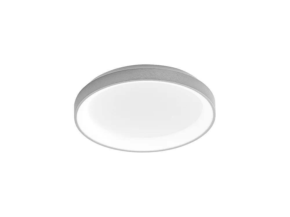 Krizia - Plafonnier LED dimmable 30W 3000K - Lumière chaude 2600lm, diffuseur opale, cadre blanc satiné, d.27 cm, design moderne