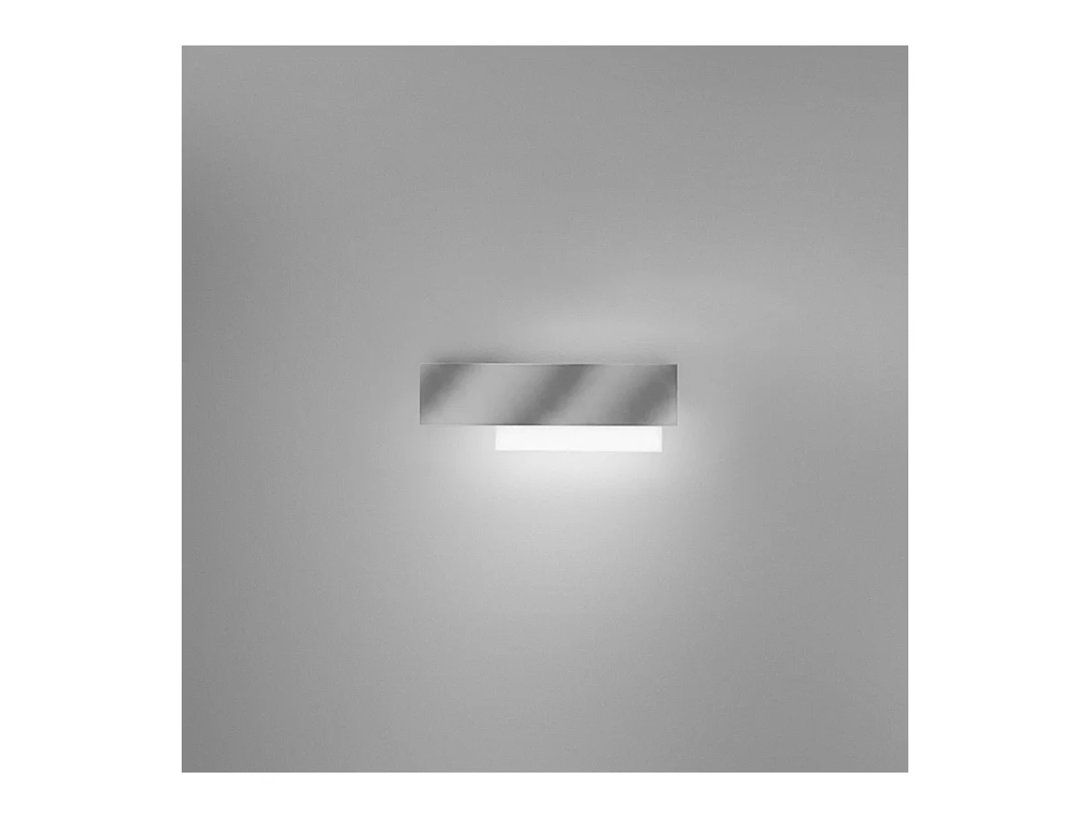 Doha - Applique LED moderne 15W - Aluminium blanc et acier, lumière chaude 3000K, 1270lm, diffuseur bi-satin, l.40x13,5cm
