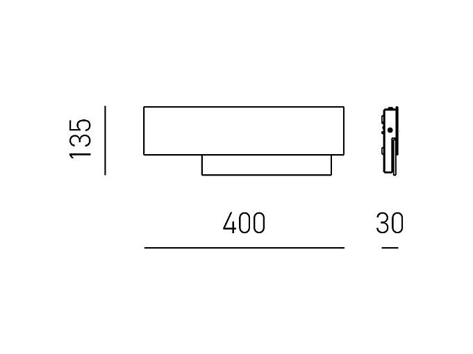 Doha - Applique LED moderne 15W - Aluminium blanc et acier, lumière chaude 3000K, 1270lm, diffuseur bi-satin, l.40x13,5cm
