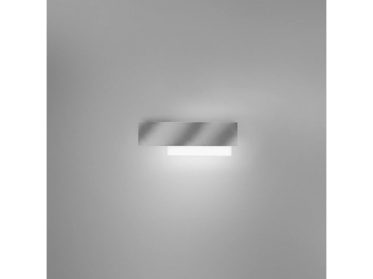Doha - Applique LED moderne 15W - Aluminium blanc et acier, lumière chaude 3000K, 1270lm, diffuseur bi-satin, l.40x13,5cm