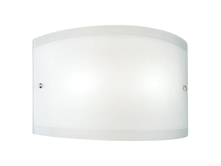 Aplique Lecce em vidro acetinado branco 35x12cm, 1 luz E27 max 42W, IP20, Aplique e estrutura metálica com detalhes cromados, lâmpada não incluída