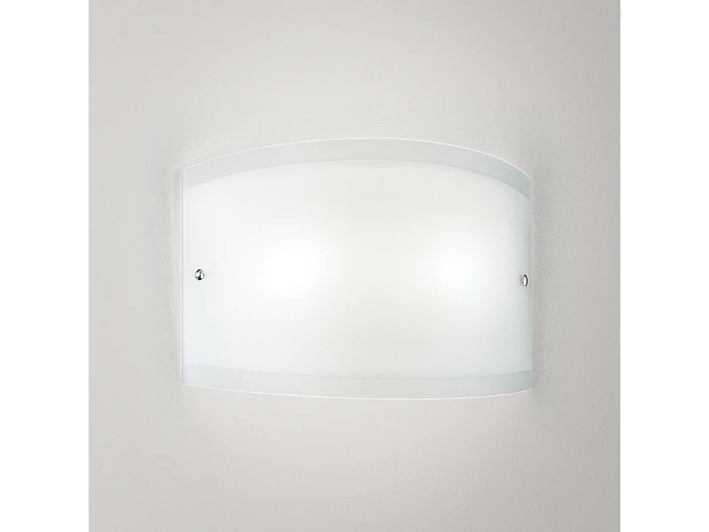 Applique Lecce verre satiné blanc 35x12cm, 1xE27 max 42W, structure métal chromé, IP20, style épuré, ampoule non incluse