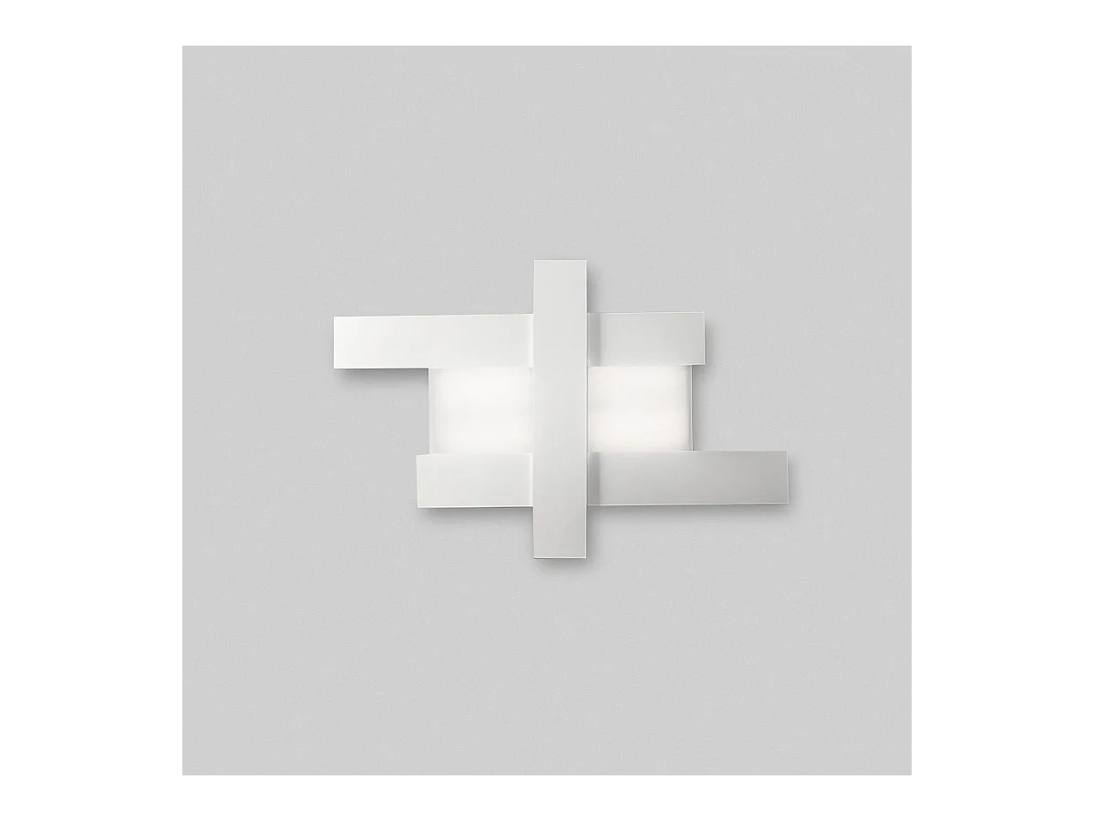 Applique LED 40W blanche - Structure géométrique en acier, lumière chaude 3000K, 2620lm, largeur 84 cm