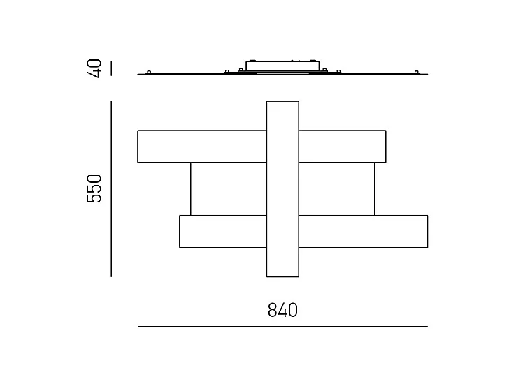Applique LED 40W blanche - Structure géométrique en acier, lumière chaude 3000K, 2620lm, largeur 84 cm