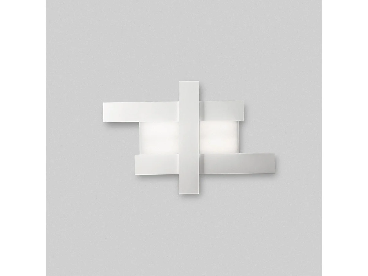 Applique LED 40W blanche - Structure géométrique en acier, lumière chaude 3000K, 2620lm, largeur 84 cm