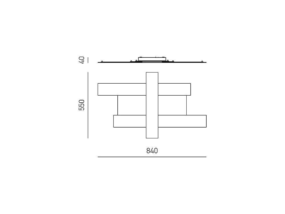 Modern design 40W white LED wall light - Geometric steel structure, warm light 3000K, 2620lm, width 84 cm, IP20