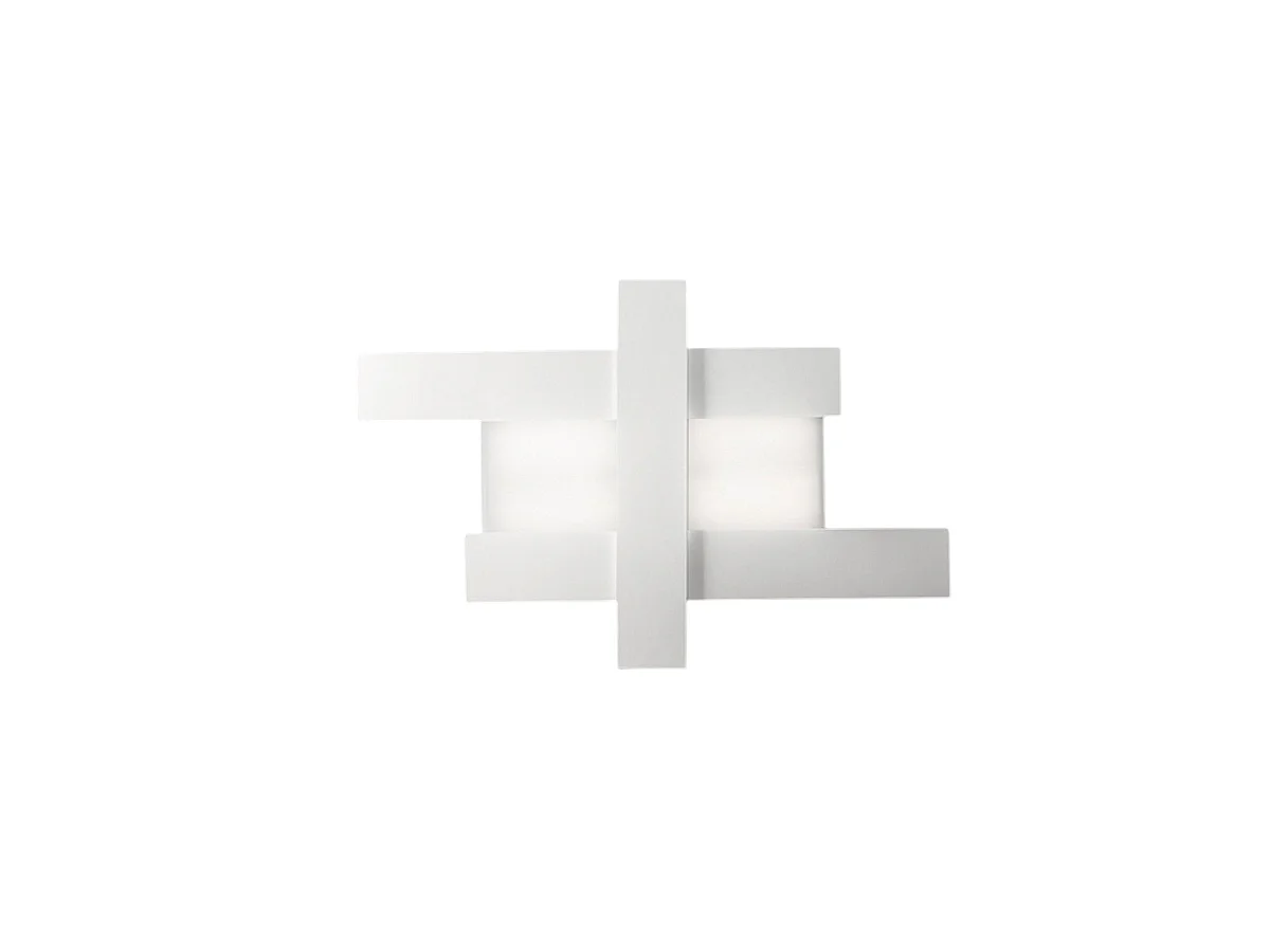 Applique LED 40W blanche - Structure géométrique en acier, lumière chaude 3000K, 2620lm, largeur 84 cm