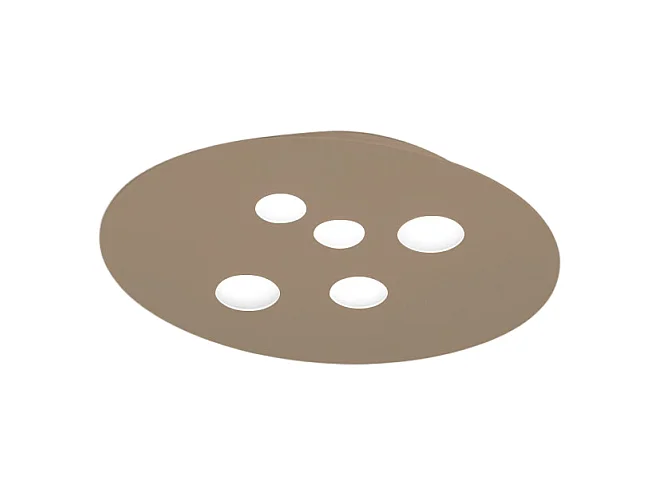 Lampa sufitowa Luna z metalu w kolorze gołębiej szarości 60x50cm, 5 świateł GX53 max 5x8W, IP20, nowoczesny okrągły design, żarówki nie są dołączone