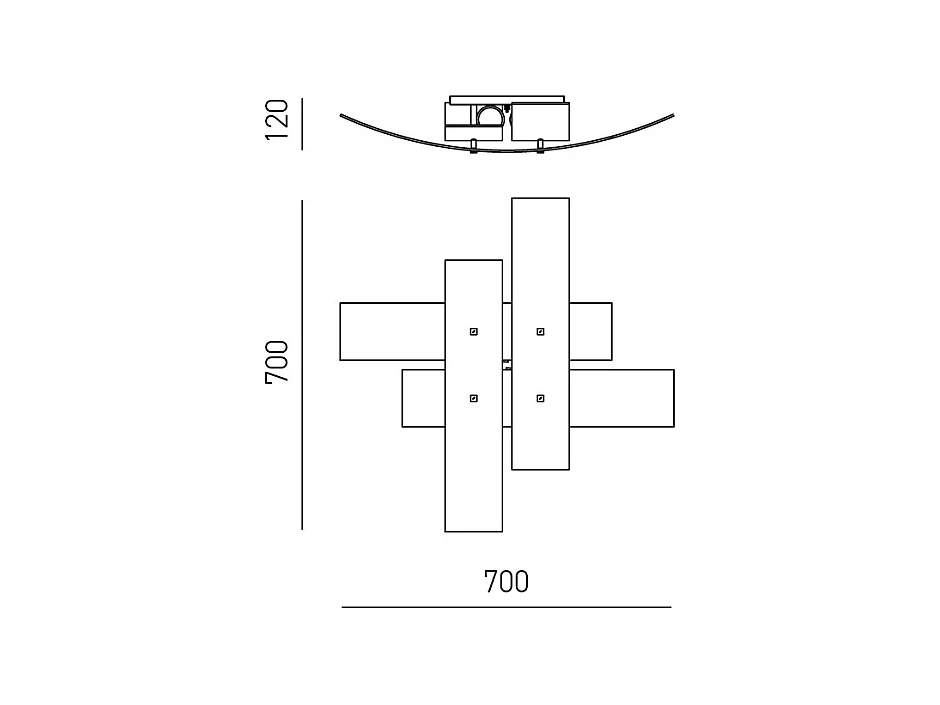 Plafonnier moyen Lara verre blanc, détails argent, 70x70cm, 2xE27 max 70W, style moderne, ampoules non incluses, IP20