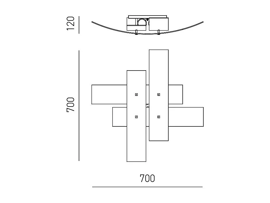 Plafonnier moyen Lara verre blanc, détails argent, 70x70cm, 2xE27 max 70W, style moderne, ampoules non incluses, IP20