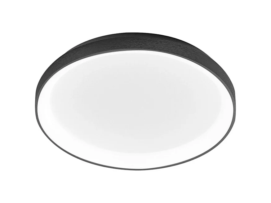 Krizia - Plafonnier LED dimmable 38W 3000K - Lumière chaude 3300lm, diffuseur opale, cadre noir, d.27 cm, design moderne