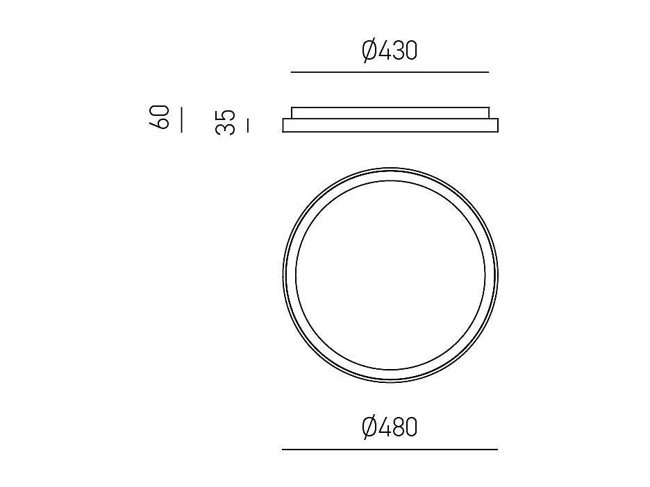 Krizia - Plafonnier LED dimmable 38W 3000K - Lumière chaude 3300lm, diffuseur opale, cadre noir, d.27 cm, design moderne