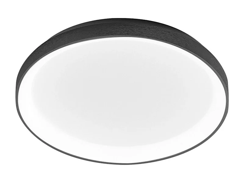 Krizia - Plafon LED regulável 38W 3000K - Luz quente 3300lm, difusor opala, moldura preta, IP20, d.27 cm, design moderno