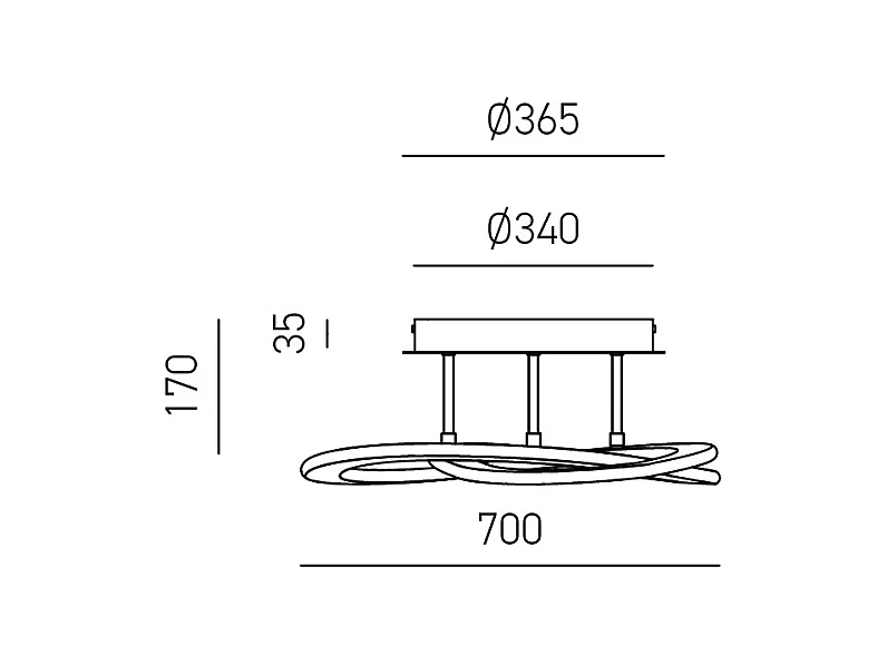 Plafonnier LED moderne Yara 50W dimmable lumière chaude 4000K, design anneau en aluminium blanc 70x17cm, 2400lm, LED intégrée IP20