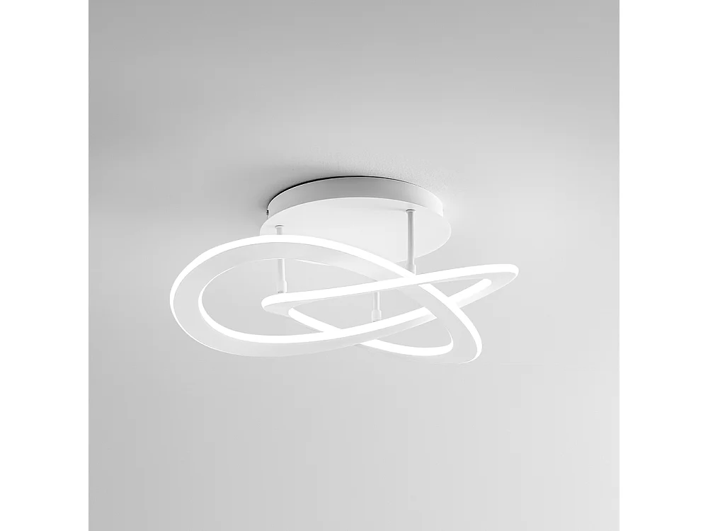 Plafonnier LED moderne Yara 50W dimmable lumière chaude 4000K, design anneau en aluminium blanc 70x17cm, 2400lm, LED intégrée IP20