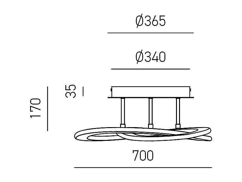 Plafonnier LED moderne Yara 50W dimmable lumière chaude 4000K, design anneau en aluminium blanc 70x17cm, 2400lm, LED intégrée IP20