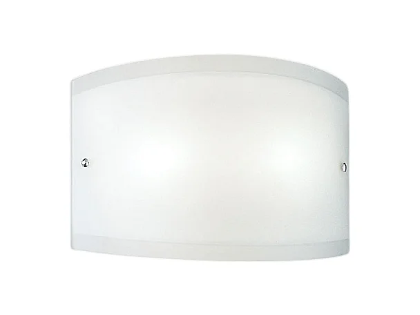 Aplique Lecce em vidro acetinado branco 27x12cm, 1 luz E27 max 42W, IP20, Aplique e estrutura metálica com detalhes cromados, lâmpada não incluída