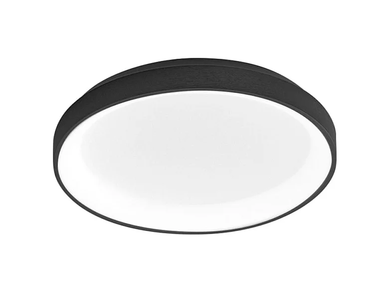 Krizia - Plafón LED regulable 30W 3000K - Luz cálida 2600lm, difusor opal, marco negro, IP20, d.27 cm, diseño moderno