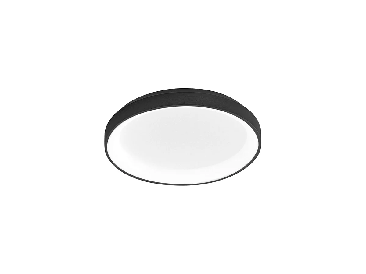 Krizia - Dimmable LED ceiling light 30W 3000K - Warm light 2600lm, opal diffuser, black frame, IP20, diameter 27 cm, modern design