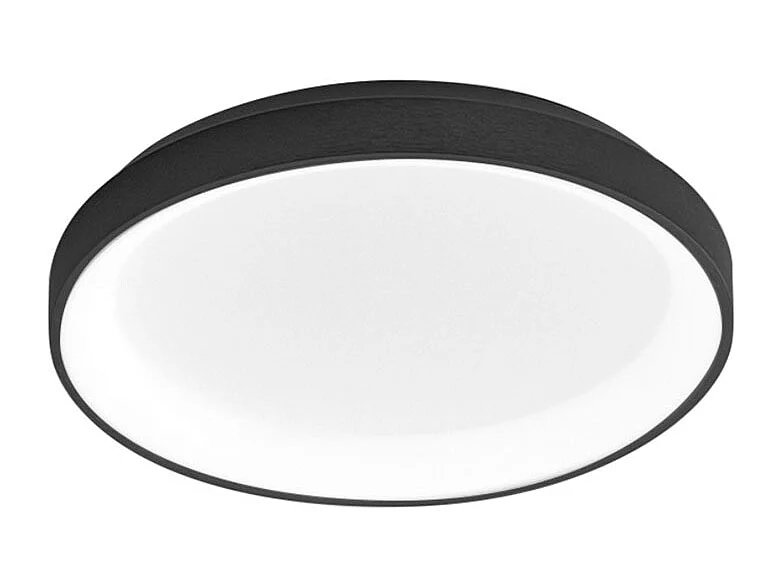 Krizia - Plafon LED regulável 30W 3000K - Luz quente 2600lm, difusor opala, moldura preta, IP20, d.27 cm, design moderno