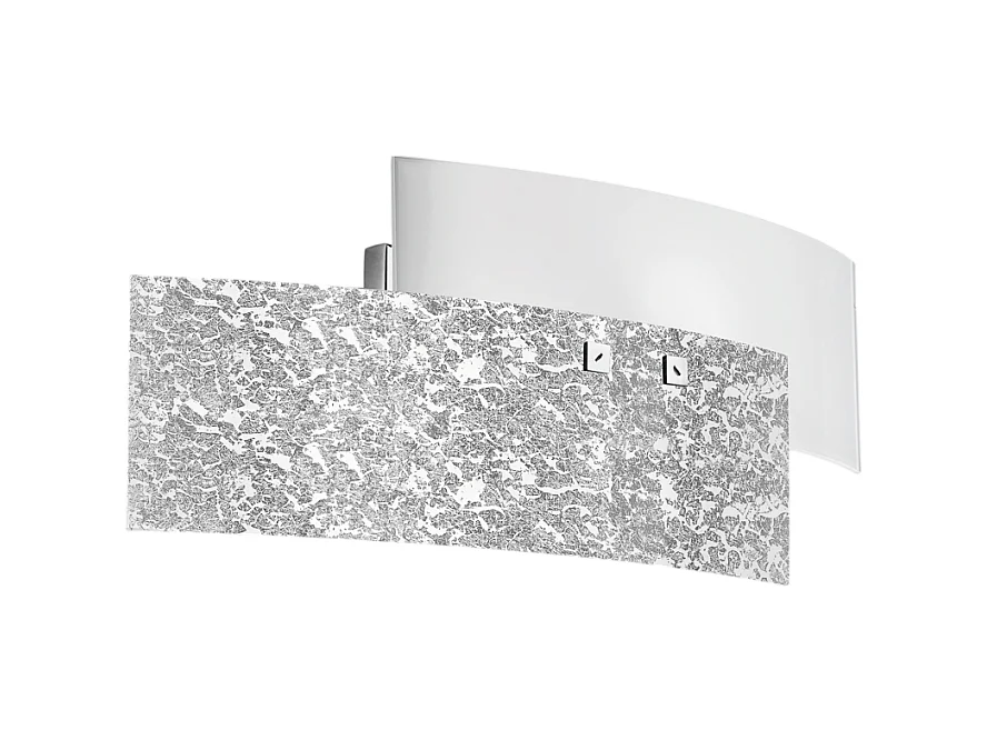 Applique Lara 2 lumières E14 verre blanc feuille d'argent - Applique au style élégant 46x18cm, max 2x42W, ampoule exclue