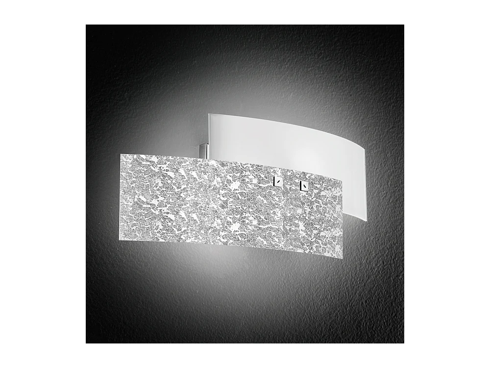 Applique Lara 2 lumières E14 verre blanc feuille d'argent - Applique au style élégant 46x18cm, max 2x42W, ampoule exclue
