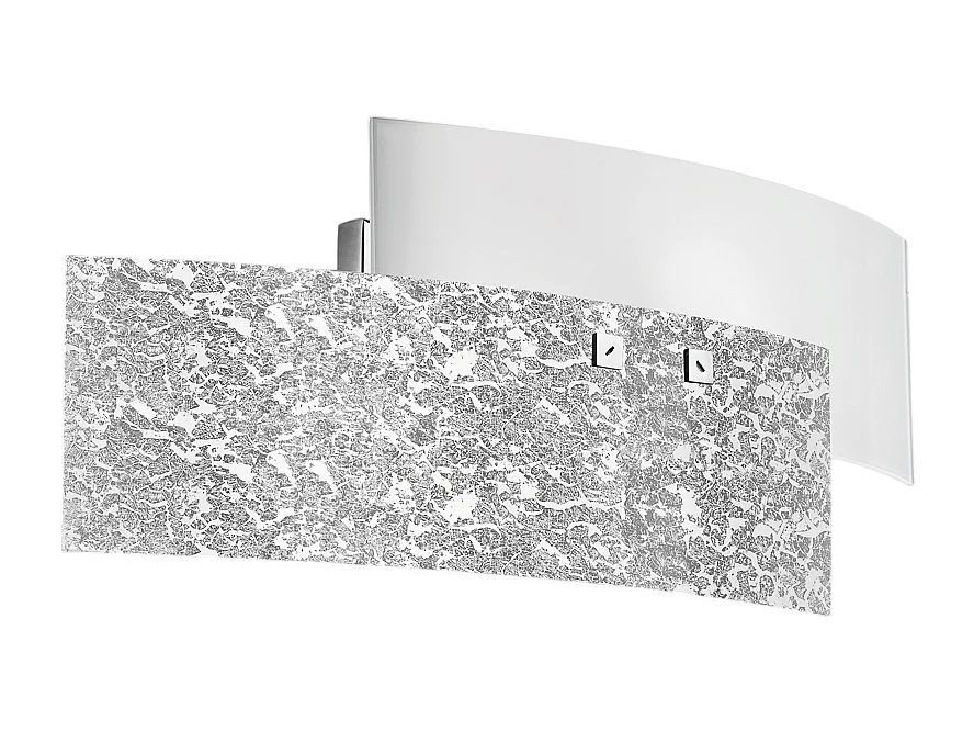 Applique Lara 2 lumières E14 verre blanc feuille d'argent - Applique au style élégant 46x18cm, max 2x42W, ampoule exclue