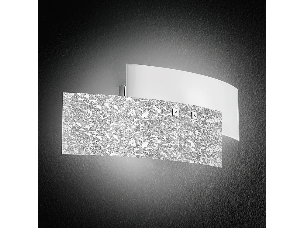 Applique Lara 2 lumières E14 verre blanc feuille d'argent - Applique au style élégant 46x18cm, max 2x42W, ampoule exclue