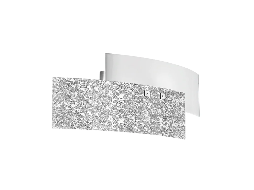 Lara 2-lys E14 væglampe, hvidt glas med bladsølv - Elegant væglampe 46x18cm, IP20, maks. 2x42W, pære medfølger ikke